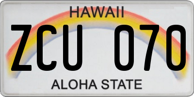 HI license plate ZCU070