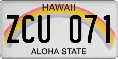 HI license plate ZCU071