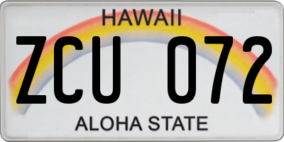 HI license plate ZCU072