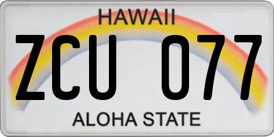 HI license plate ZCU077