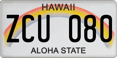 HI license plate ZCU080