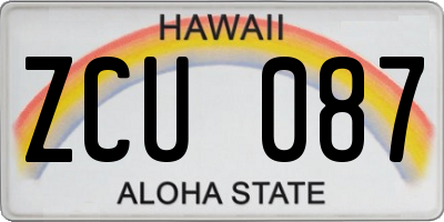 HI license plate ZCU087