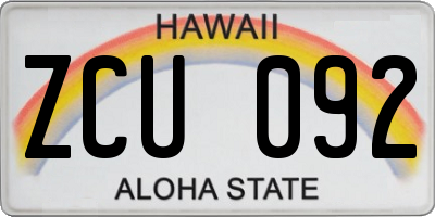 HI license plate ZCU092