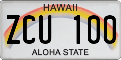 HI license plate ZCU100