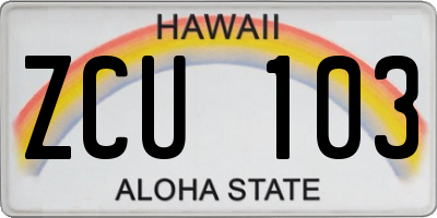 HI license plate ZCU103