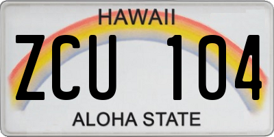 HI license plate ZCU104
