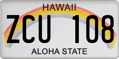 HI license plate ZCU108