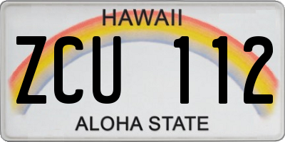 HI license plate ZCU112
