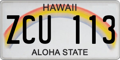HI license plate ZCU113