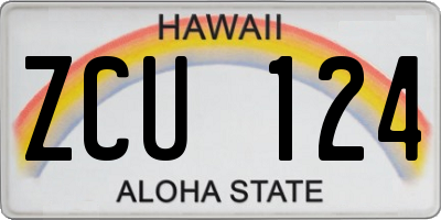 HI license plate ZCU124