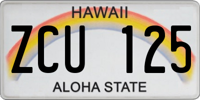HI license plate ZCU125