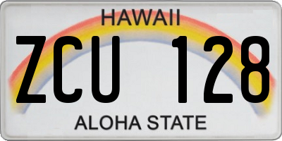 HI license plate ZCU128