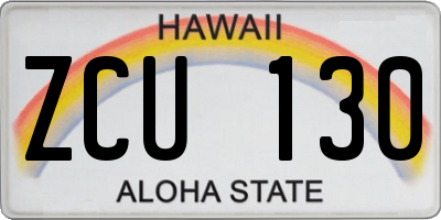 HI license plate ZCU130
