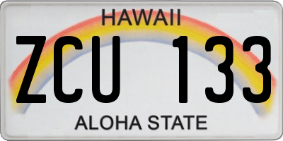 HI license plate ZCU133