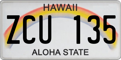 HI license plate ZCU135