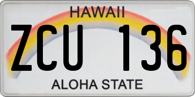 HI license plate ZCU136