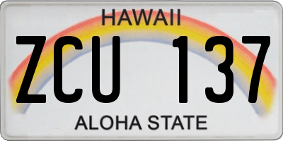 HI license plate ZCU137