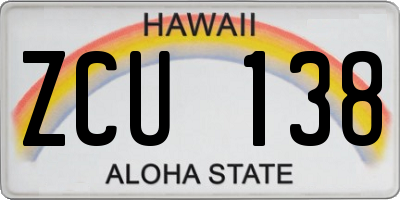 HI license plate ZCU138