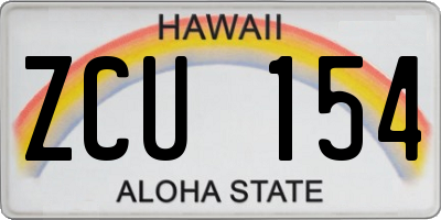 HI license plate ZCU154