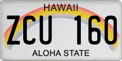 HI license plate ZCU160