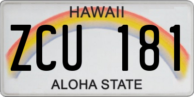 HI license plate ZCU181