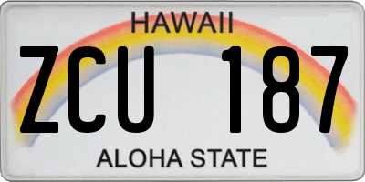 HI license plate ZCU187