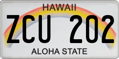 HI license plate ZCU202