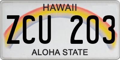 HI license plate ZCU203
