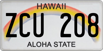 HI license plate ZCU208