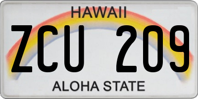 HI license plate ZCU209
