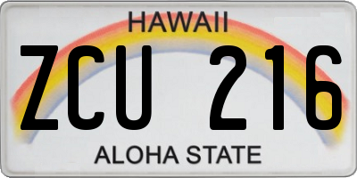 HI license plate ZCU216