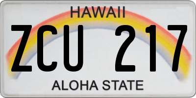 HI license plate ZCU217