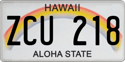 HI license plate ZCU218