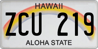 HI license plate ZCU219