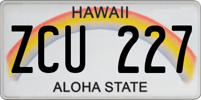 HI license plate ZCU227