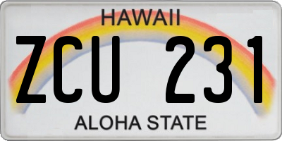 HI license plate ZCU231