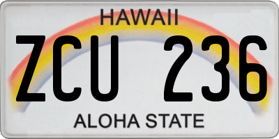 HI license plate ZCU236
