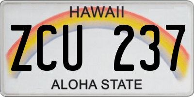 HI license plate ZCU237