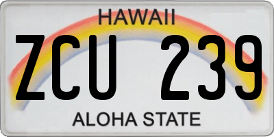 HI license plate ZCU239