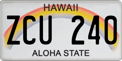 HI license plate ZCU240