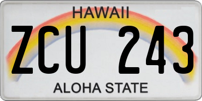 HI license plate ZCU243