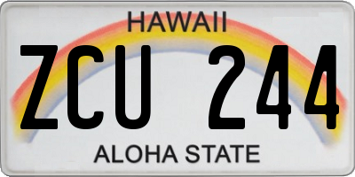 HI license plate ZCU244