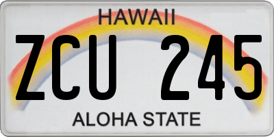 HI license plate ZCU245