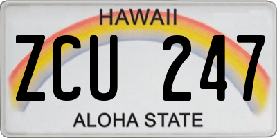 HI license plate ZCU247