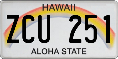 HI license plate ZCU251