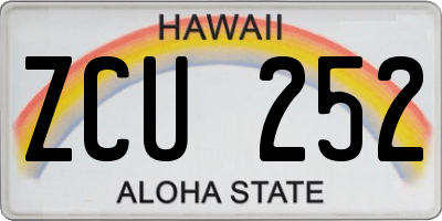 HI license plate ZCU252