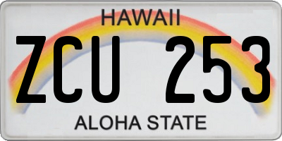 HI license plate ZCU253