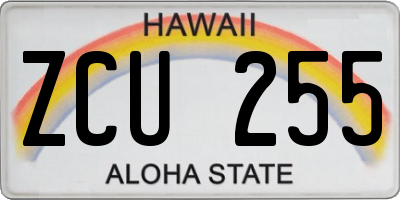 HI license plate ZCU255