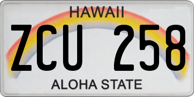 HI license plate ZCU258