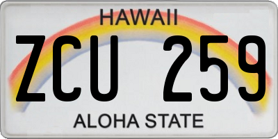 HI license plate ZCU259